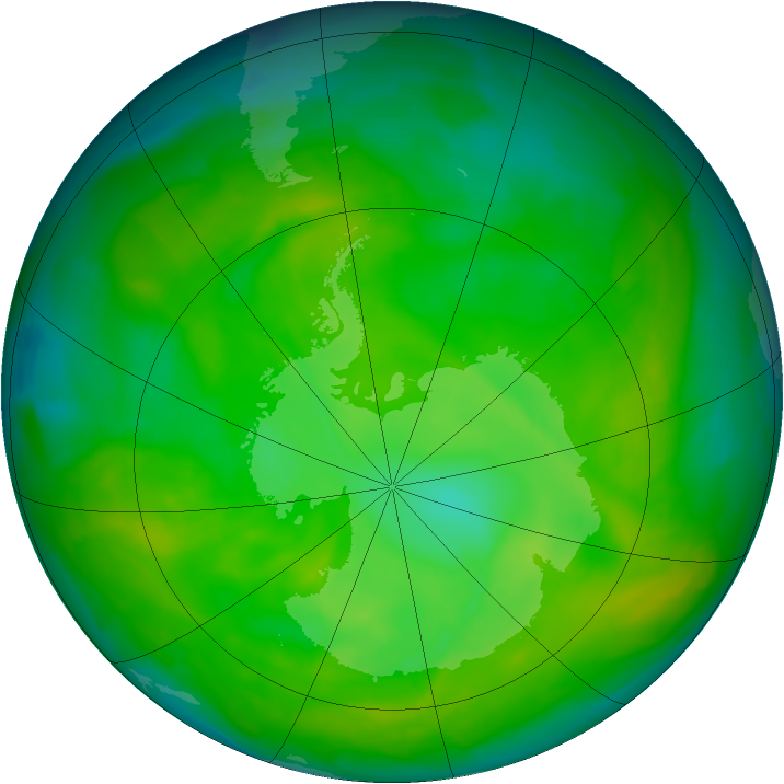 Antarctic ozone map for 02 December 2012